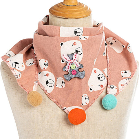 Spring Baby Girls Dot Plaid Triangle Scarves Autumn Winter Boys Girls Shawl Children Cotton Neck Collars Warm Kids Neckerchief