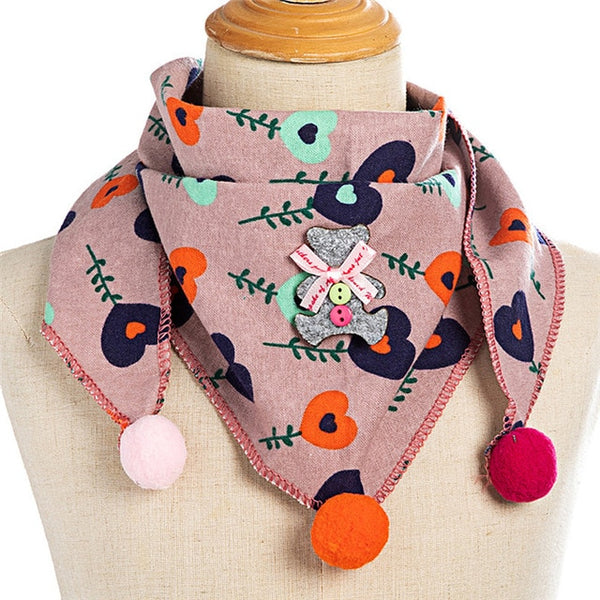 Spring Baby Girls Dot Plaid Triangle Scarves Autumn Winter Boys Girls Shawl Children Cotton Neck Collars Warm Kids Neckerchief