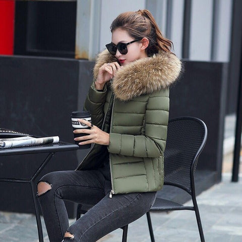 5XL Womens Parka Casual Big fur collar Outwear Autumn Winter Military Hooded Coat Winter Jacket Fur Coats Winter Jackets And 4XL