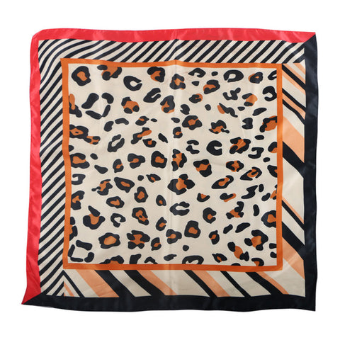 50*50cm Women's Scarf Fashion Spring Summer Striped Silk Square Scarves Girls Printed Handkerchief Chiffon Scarf Neck Accessory