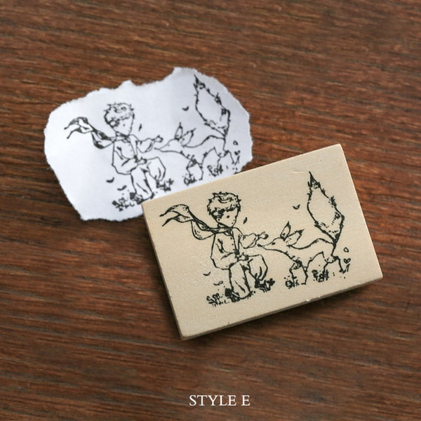 Mr.paper Vintage Little Prince Moon Decoration Stamp Wooden Rubber Stamps for Scrapbooking Stationery DIY Craft Standard Stamp