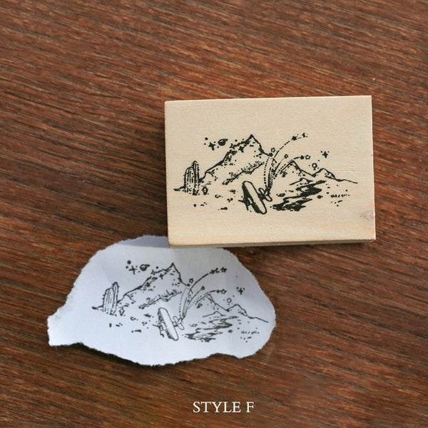 Mr.paper Vintage Little Prince Moon Decoration Stamp Wooden Rubber Stamps for Scrapbooking Stationery DIY Craft Standard Stamp