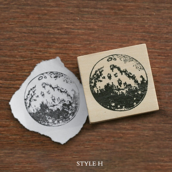 Mr.paper Vintage Little Prince Moon Decoration Stamp Wooden Rubber Stamps for Scrapbooking Stationery DIY Craft Standard Stamp