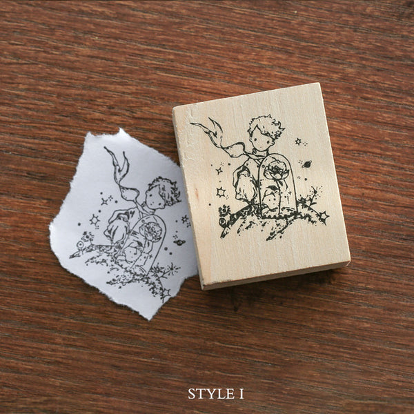 Mr.paper Vintage Little Prince Moon Decoration Stamp Wooden Rubber Stamps for Scrapbooking Stationery DIY Craft Standard Stamp