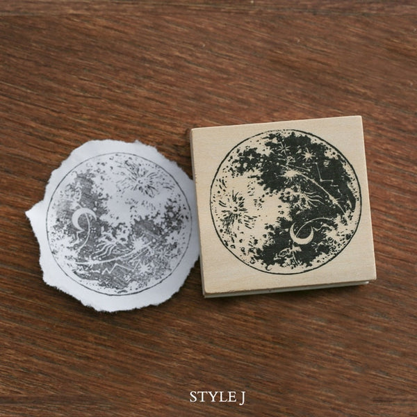 Mr.paper Vintage Little Prince Moon Decoration Stamp Wooden Rubber Stamps for Scrapbooking Stationery DIY Craft Standard Stamp