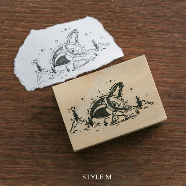 Mr.paper Vintage Little Prince Moon Decoration Stamp Wooden Rubber Stamps for Scrapbooking Stationery DIY Craft Standard Stamp