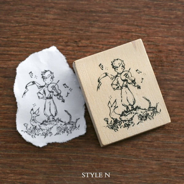 Mr.paper Vintage Little Prince Moon Decoration Stamp Wooden Rubber Stamps for Scrapbooking Stationery DIY Craft Standard Stamp