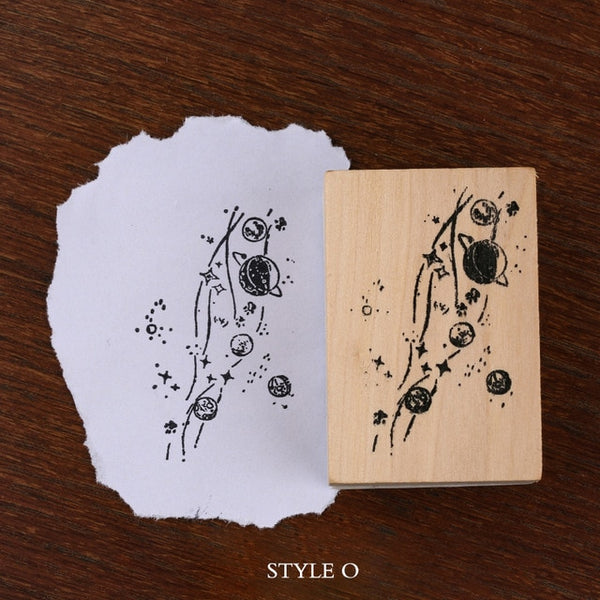 Mr.paper Vintage Little Prince Moon Decoration Stamp Wooden Rubber Stamps for Scrapbooking Stationery DIY Craft Standard Stamp
