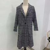 Winter Autumn Elegant Women Korean Office Lady Long Plaid Coat Loose Oversized Warm Wool Blends Overcoat Casual OL Trench Coat - THE PLACE TO BE !!