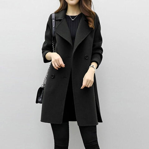 2019 Winter Coat Women Plus Size Korean Fashion Belt Womens Coats Slim Artificial Wool Outerwear Warm Winter Jacket For Female