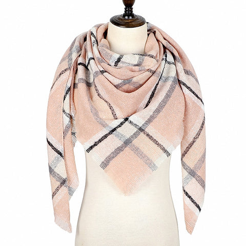 Women Scarf Winter Plaid Scarf Triangle Warm Cashmere Scarves Female Shawls 2019 New Designer Pashmina Lady Wraps foulard - THE PLACE TO BE !!