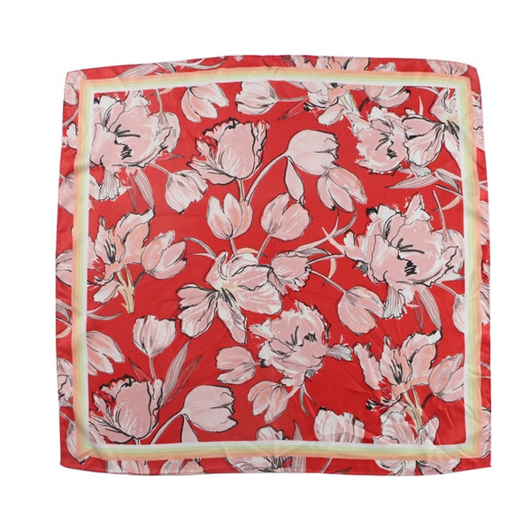 50*50cm Women's Scarf Fashion Spring Summer Striped Silk Square Scarves Girls Printed Handkerchief Chiffon Scarf Neck Accessory