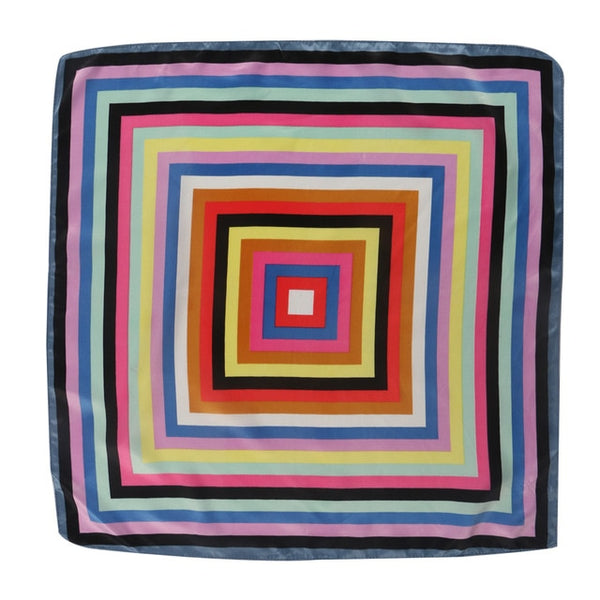 50*50cm Women's Scarf Fashion Spring Summer Striped Silk Square Scarves Girls Printed Handkerchief Chiffon Scarf Neck Accessory