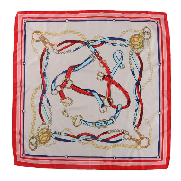 50*50cm Women's Scarf Fashion Spring Summer Striped Silk Square Scarves Girls Printed Handkerchief Chiffon Scarf Neck Accessory
