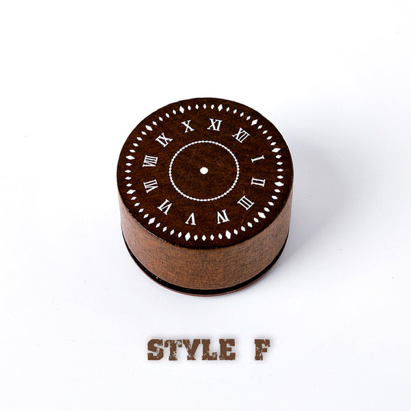 Mr Paper 9 Designs Vintage Retro Roman Numerals Clock Wooden Rubber Stamps for Scrapbooking Deco Craft Standard Wooden Stamps