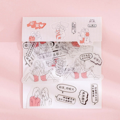 80 pcs/bag Japanese Stationery Stickers Cute Cat Sticky Paper Kawaii PVC Diary Bear sticker For Decoration Diary Scrapbooking