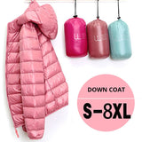 7XL Cheap Ultra Light Down Winter Warm Hooded Feather Puffer Jacket For Girl Short Spring Autumn Coat Female Women Big Size Duck - THE PLACE TO BE !!