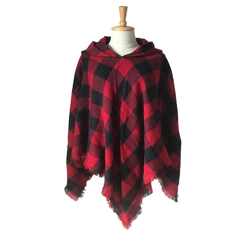 New Woman keep warm Solid Color Hooded Cape Poncho  Winter Collar Knitted Sweater Outdoor Wear Tassel  Coat For  fashion Female