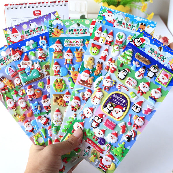 Christmas Santa Claus Elk 3D Cartoon Foam Decorative Stickers Scrapbooking Stick Label Diary Stationery Album Stickers