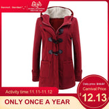 Fashion Hooded Women Coat Pure Buckle Zipper Front Plus Size Jacket Autumn Thin Duffle Coat Women Casual Slim Long Parka Outwear - THE PLACE TO BE !!