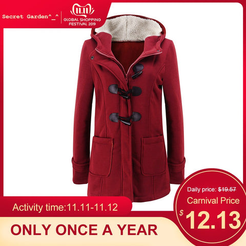 Fashion Hooded Women Coat Pure Buckle Zipper Front Plus Size Jacket Autumn Thin Duffle Coat Women Casual Slim Long Parka Outwear - THE PLACE TO BE !!