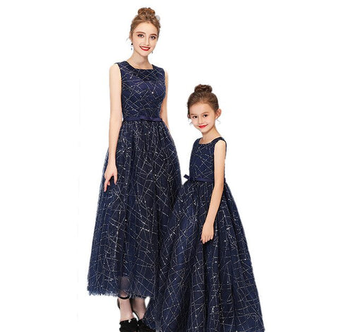 2019 Fashion new parent-child wear women's dress summer princess dress awning host host evening dress children's dress
