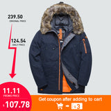 TIGER FORCE Winter Jacket Men Padded Parka Russia Man Winter Coat Artificial Fur Big Pockets Medium-long Thick Parkas Snowjacket