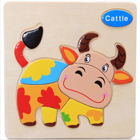 Wooden 3D Puzzle Jigsaw Wooden Toys For Children Cartoon Animal Puzzle Intelligence Kids Educational Toy Toys
