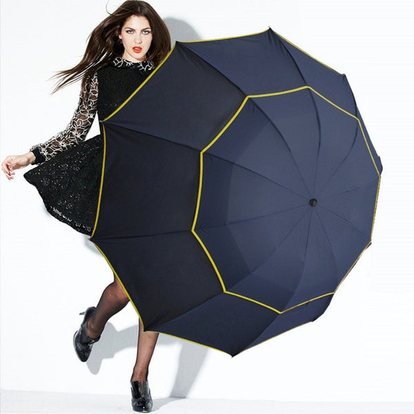 130cm Big Top Quality Umbrella Men Rain Woman Windproof Large Paraguas Male Women Sun 3 Floding Big Umbrella Outdoor Parapluie