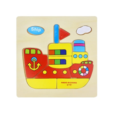 Baby Toys Wooden Puzzle Cute Cartoon Animal Intelligence Kids Educational  Gift Brain Teaser Children Tangram Shapes Jigsaw gift