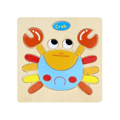 Baby Toys Wooden Puzzle Cute Cartoon Animal Intelligence Kids Educational  Gift Brain Teaser Children Tangram Shapes Jigsaw gift
