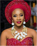 Dubai Gold Costume Women Statement Necklace Set Charms White African Wedding Beads Jewelry Sets for Brides Birthday Gift ABH590 - THE PLACE TO BE !!