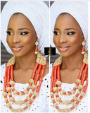 Dubai Gold Costume Women Statement Necklace Set Charms White African Wedding Beads Jewelry Sets for Brides Birthday Gift ABH590 - THE PLACE TO BE !!