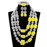 Dubai Gold Costume Women Statement Necklace Set Charms White African Wedding Beads Jewelry Sets for Brides Birthday Gift ABH590 - THE PLACE TO BE !!
