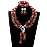 Dubai Gold Costume Women Statement Necklace Set Charms White African Wedding Beads Jewelry Sets for Brides Birthday Gift ABH590 - THE PLACE TO BE !!