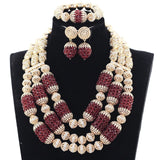 Dubai Gold Costume Women Statement Necklace Set Charms White African Wedding Beads Jewelry Sets for Brides Birthday Gift ABH590 - THE PLACE TO BE !!