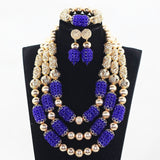 Dubai Gold Costume Women Statement Necklace Set Charms White African Wedding Beads Jewelry Sets for Brides Birthday Gift ABH590 - THE PLACE TO BE !!