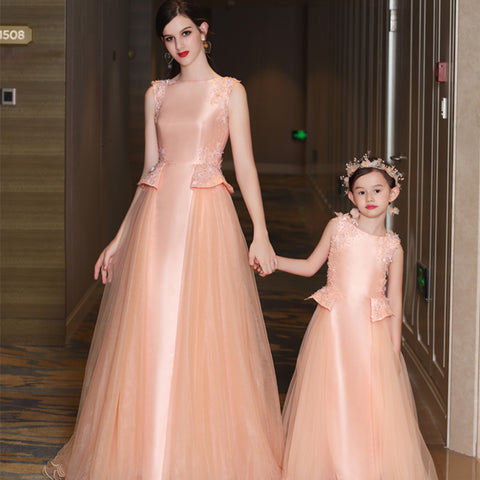 Maternity Gown Mommy and Me Baby Clothes Mother Daughter Wedding Dresses Flower  Lace Girls Dresses for Party Mom and Children - THE PLACE TO BE !!