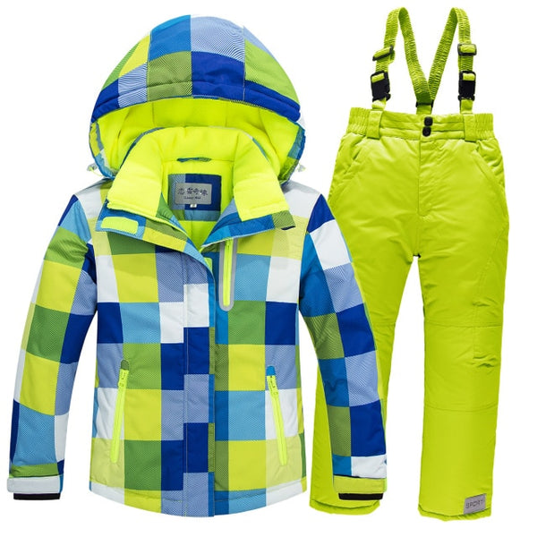 OLEKID Winter Children Ski Suit Windproof Warm Girls Clothing Set Jacket + Overalls Boys Clothes Set 3-16 Years Kids Snow Suits