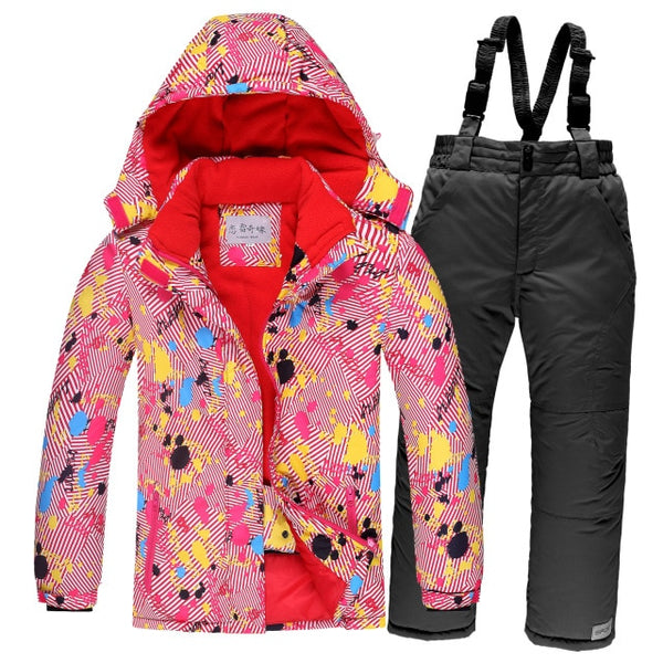 OLEKID Winter Children Ski Suit Windproof Warm Girls Clothing Set Jacket + Overalls Boys Clothes Set 3-16 Years Kids Snow Suits