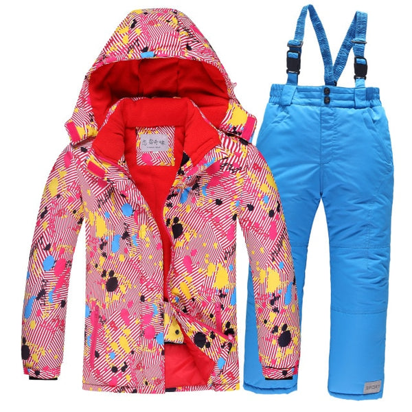 OLEKID Winter Children Ski Suit Windproof Warm Girls Clothing Set Jacket + Overalls Boys Clothes Set 3-16 Years Kids Snow Suits