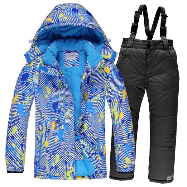 OLEKID Winter Children Ski Suit Windproof Warm Girls Clothing Set Jacket + Overalls Boys Clothes Set 3-16 Years Kids Snow Suits
