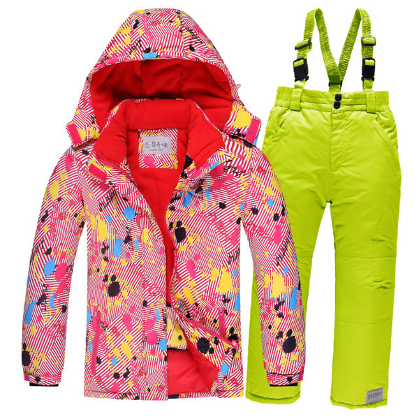 OLEKID Winter Children Ski Suit Windproof Warm Girls Clothing Set Jacket + Overalls Boys Clothes Set 3-16 Years Kids Snow Suits