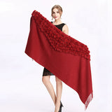 ZY87001 Fashion Womens Autumn Winter Wool With Rabbit Fur Pompon Warm Tassel Shawl Scarf Wrap 25 Colors Shipping Free - THE PLACE TO BE !!