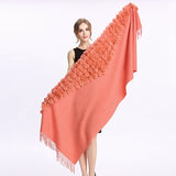 ZY87001 Fashion Womens Autumn Winter Wool With Rabbit Fur Pompon Warm Tassel Shawl Scarf Wrap 25 Colors Shipping Free - THE PLACE TO BE !!