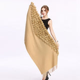 ZY87001 Fashion Womens Autumn Winter Wool With Rabbit Fur Pompon Warm Tassel Shawl Scarf Wrap 25 Colors Shipping Free - THE PLACE TO BE !!