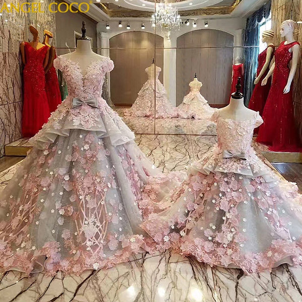 Luxury Mother Daughter Dresses Beaded Custom Mommy And Me Clothes Crystal Robe De Soiree Mutter Tochter Kleidung Mamma E Figlia
