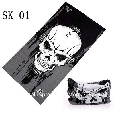 Skull Design Series Scarf Variety Tube Half Face Mask Halloween Headband Bandana Headwear Bicycle Head Scarf Snowboard Headscarf