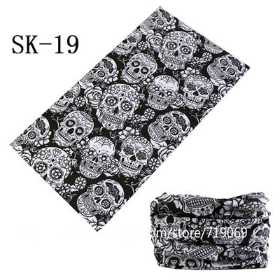 Skull Design Series Scarf Variety Tube Half Face Mask Halloween Headband Bandana Headwear Bicycle Head Scarf Snowboard Headscarf