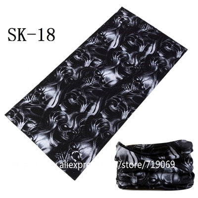 Skull Design Series Scarf Variety Tube Half Face Mask Halloween Headband Bandana Headwear Bicycle Head Scarf Snowboard Headscarf